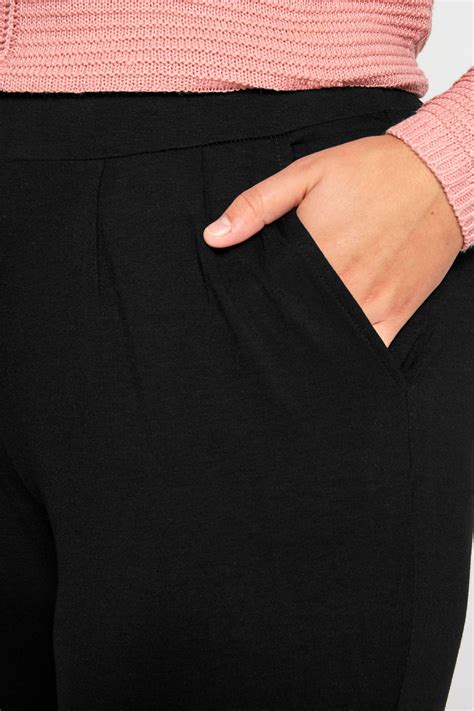 black double pleat jersey harem trousers plus size 16 to 36