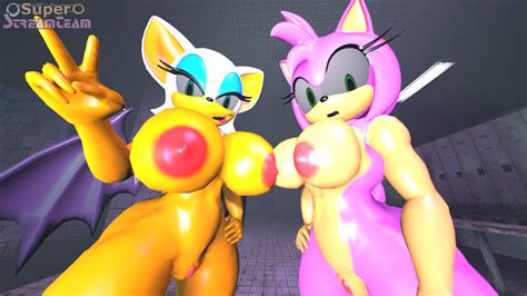 rule 34 2girls 3d amy rose female female only multiple girls rouge the bat sonic series