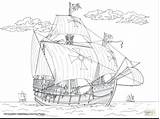 Columbus Ships Christopher Coloring Pages Getcolorings Getdrawings Color sketch template