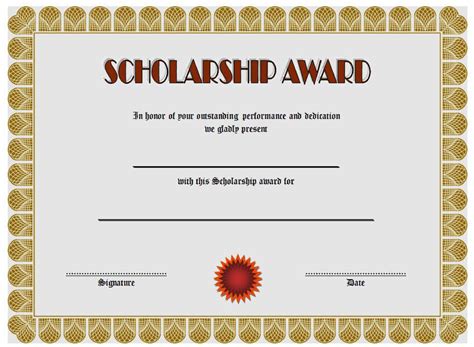 printable scholarship award certificate template printable world holiday