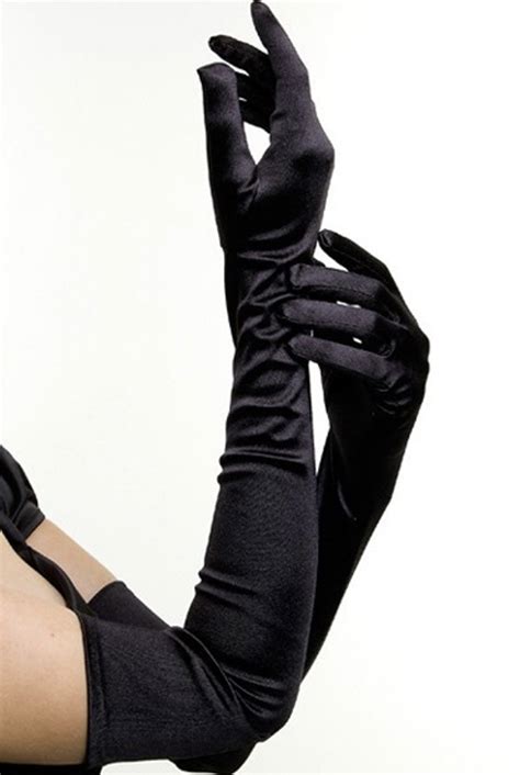 the long story women s black opera length satin vintage gloves