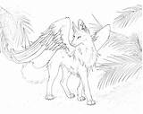 Winged Maned Pup Wolves Getcolorings Captainmorwen Lineart sketch template