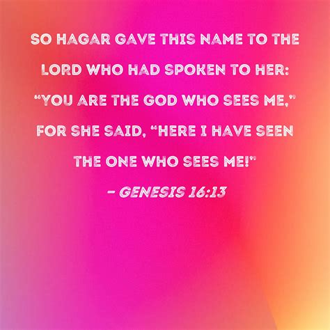 genesis 16 13 so hagar gave this name to the lord who had spoken to her