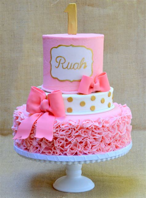 pink  gold ruffle cake cakecentralcom
