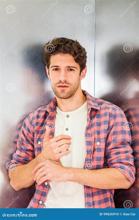 portrait  young handsome american man stock photo image  moody