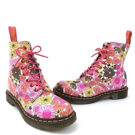 rare dr  martens womens  pascal pink rose vintage daisy boots  eye floral  martens