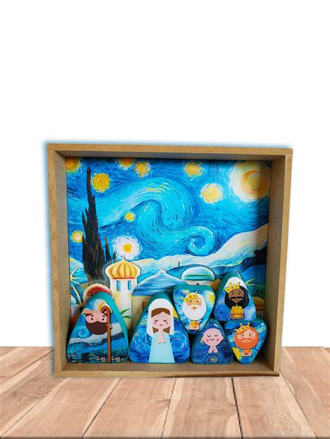 Holy Starry Night Van Gogh Nativity Scnene Support Vincent Etsy