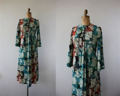 vintage 1970s dress 70s batik print dress 70s maxi dress batik