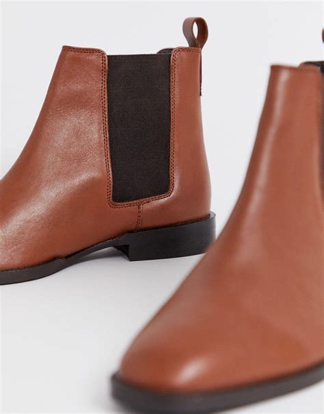 asos wide fit april leather chelsea boots  brown lyst