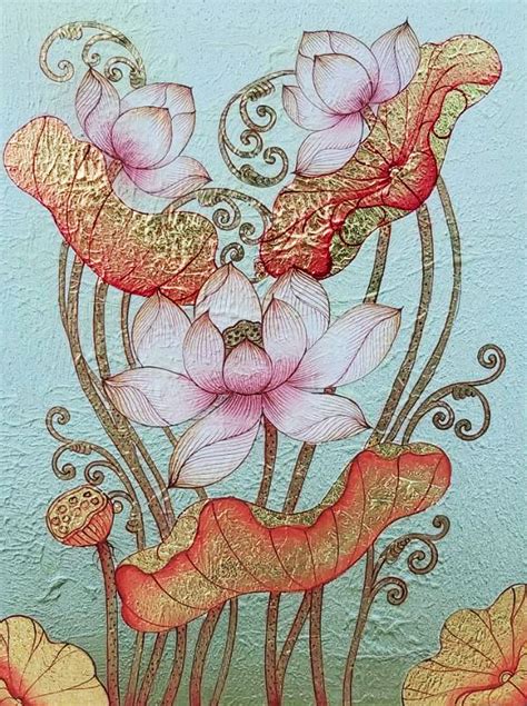 Lotus Floral Art Best Lotus Paintings Royal Thai Art