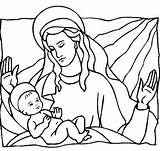 Coloring Jesus Baby Pages Assumption Mary Kids Popular sketch template