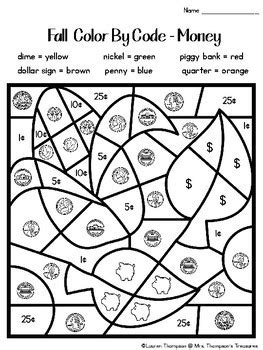 fall coloring pages color  code  grade   thompsons treasures