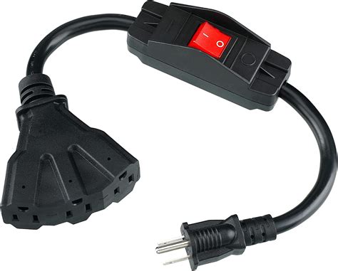 ft heavy duty  outlet sjtw  prong power cord black   switch extension cord  gauge