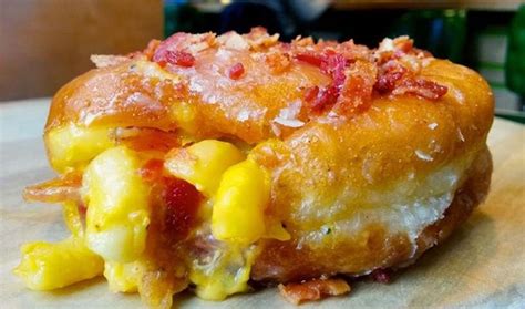 bacon mac and cheese doughnut food macaroni and cheese