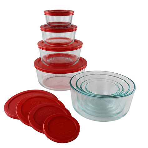 Pyrex Simply Store Glass Round Food Container Set 16 Piece Wurth