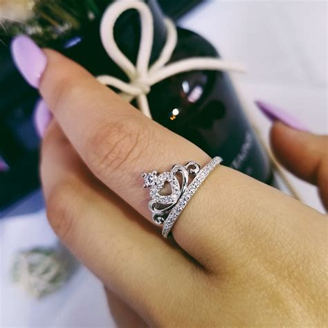solid real  fashion  sterling silver crown rings  women