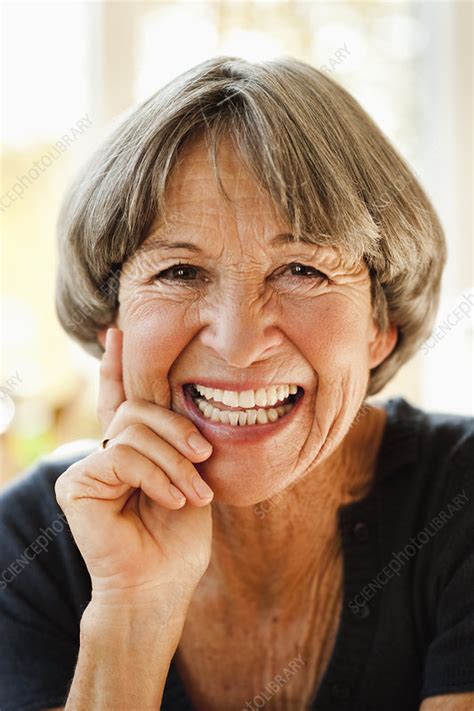 Old Woman Smiling At Viewer Stock Image F003 5497 Science Photo