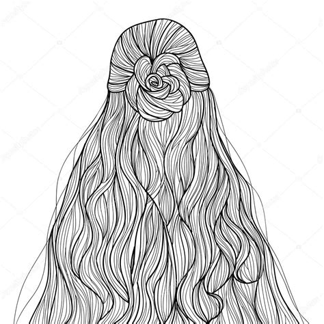 sketch style long hair hairstyle stock vector image  cmidori