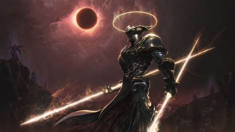 eclipse guardian fantasy warrior hd wallpaper