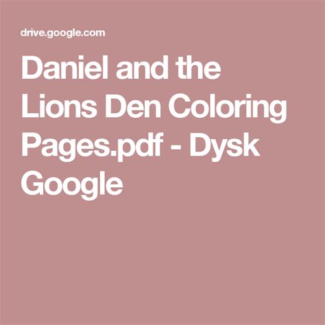 daniel   lions den coloring pagespdf dysk google daniel