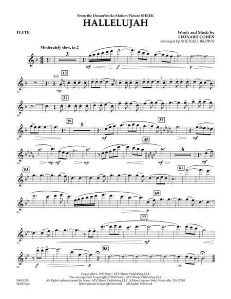 hallelujah flute sheet   leonard cohen sheet