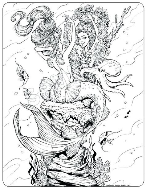 mermaid coloring pages  adults idea whitesbelfast