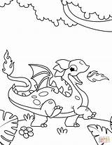 Coloring Dragon Pages Fire Breathing Cute Drawing Printable sketch template