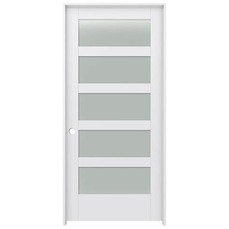 Jeld Wen Moda Primed 5 Panel Equal Frosted Glass Wood Pine Single