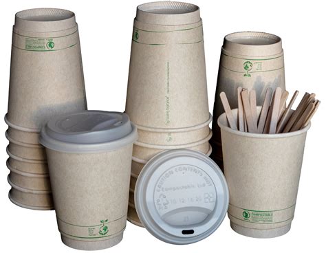 disposable compostable coffee cups  lids stirrers  sleeves