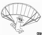 Perry Coloring Platypus Pages Agent Ferb Phineas Paraglider sketch template