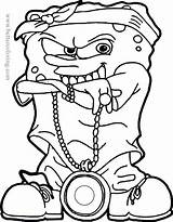 Coloring Spongebob Gangster Pages Rapper Gangsta Drawings Drawing Thug Bugs Bunny Squarepants Cool Ghetto Cartoon Color Printable Print Rap Bubakids sketch template