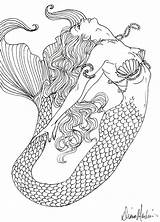 Mermaid Coloring Pages Mermaids Drawing Print Book Detailed Realistic Colouring Drawings Visit Siren Outline Mythical sketch template