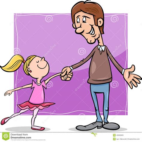 father and daughter cartoon illustration stock vector