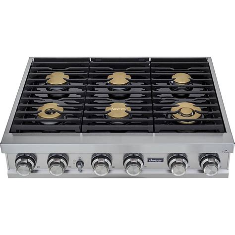dacor contemporary  built  gas cooktop   burners  simmersear silver stainless