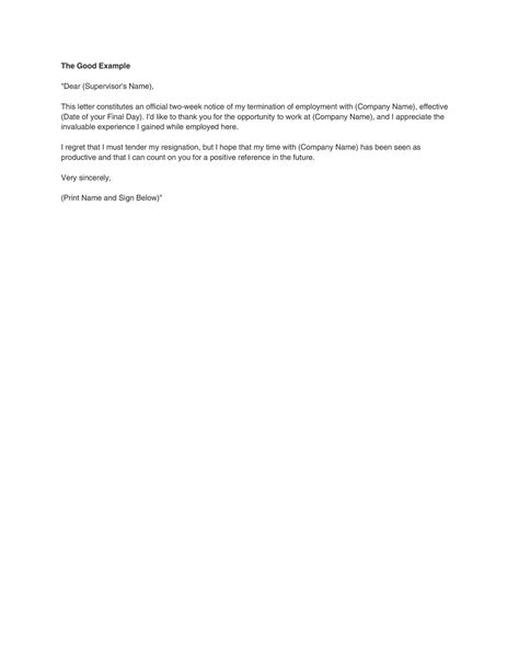 formal  weeks notice letter  letter template collection