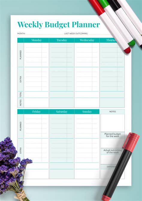 printable simple weekly budget template