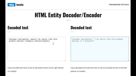 how to decode and encode html entities on vimeo