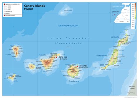 canary islands physical map tiger moon