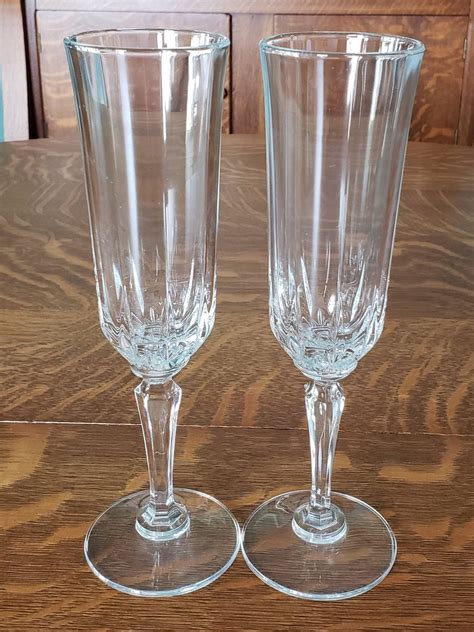 lead crystal champagne flute glasses set   clear toasting etsy