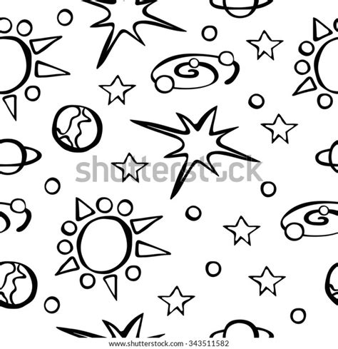 space star planet doodle hand drawn stock vector royalty