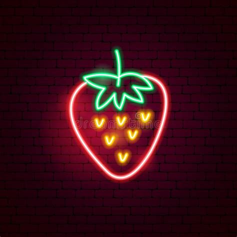 strawberry neon sign for sex shop stock vector