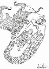 Coloring Mermaids sketch template