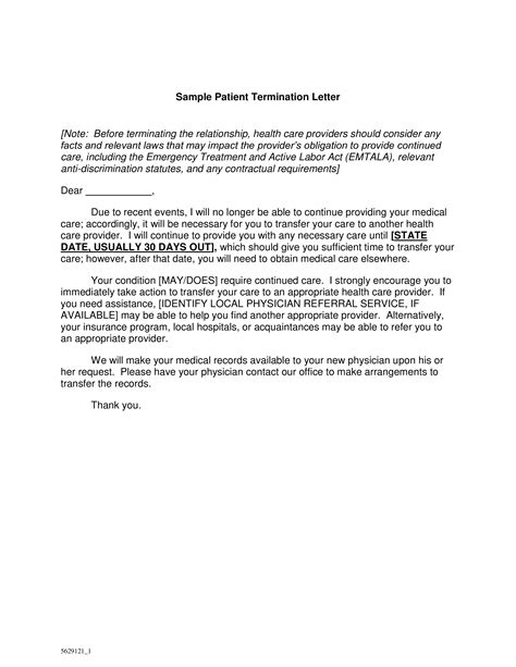 medical patient termination letter   write  medical patient