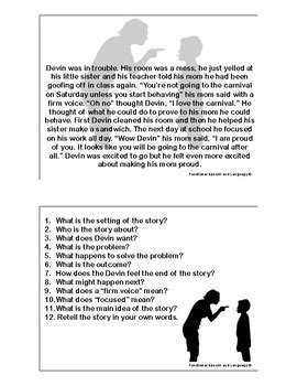 short stories  comprehension questions  functional speech