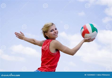 Girl Playing Volleyball Stock Image Image Of People 15204665