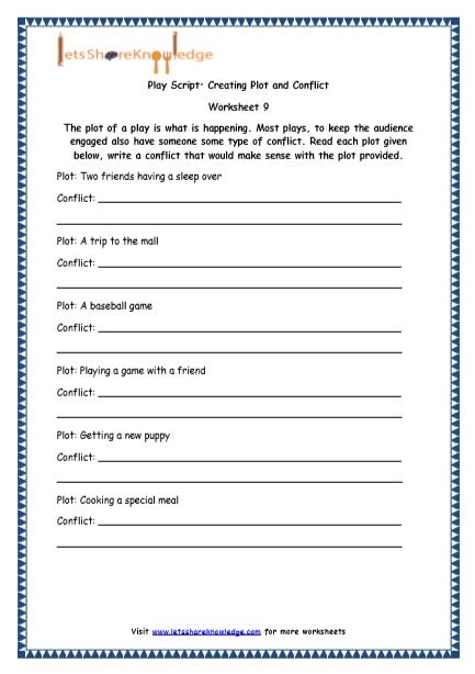 grade  english resources printable worksheets topic play script