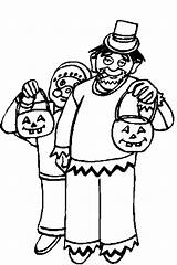 Trick Treating Coloring Halloween Pages sketch template