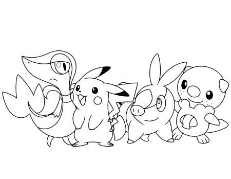 pokemon snivy tepig oshawott coloring page sketch coloring page