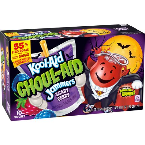 kool aid jammers ghoul aid scary berry artificially flavored juice drink  ct box walmart