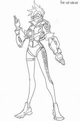 Overwatch Coloring Oxton Lena sketch template